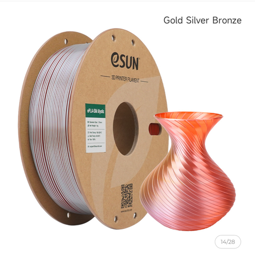 фото Филамент esun silk pla+, для 3d принтера, золотой / серебряный / бронзовый, 1кг