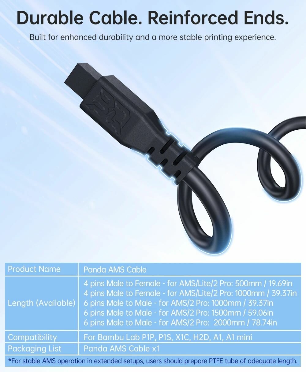Panda AMS Кабель для 3д принтера BambuLab Cable-4 Pins 500mm — фото 1