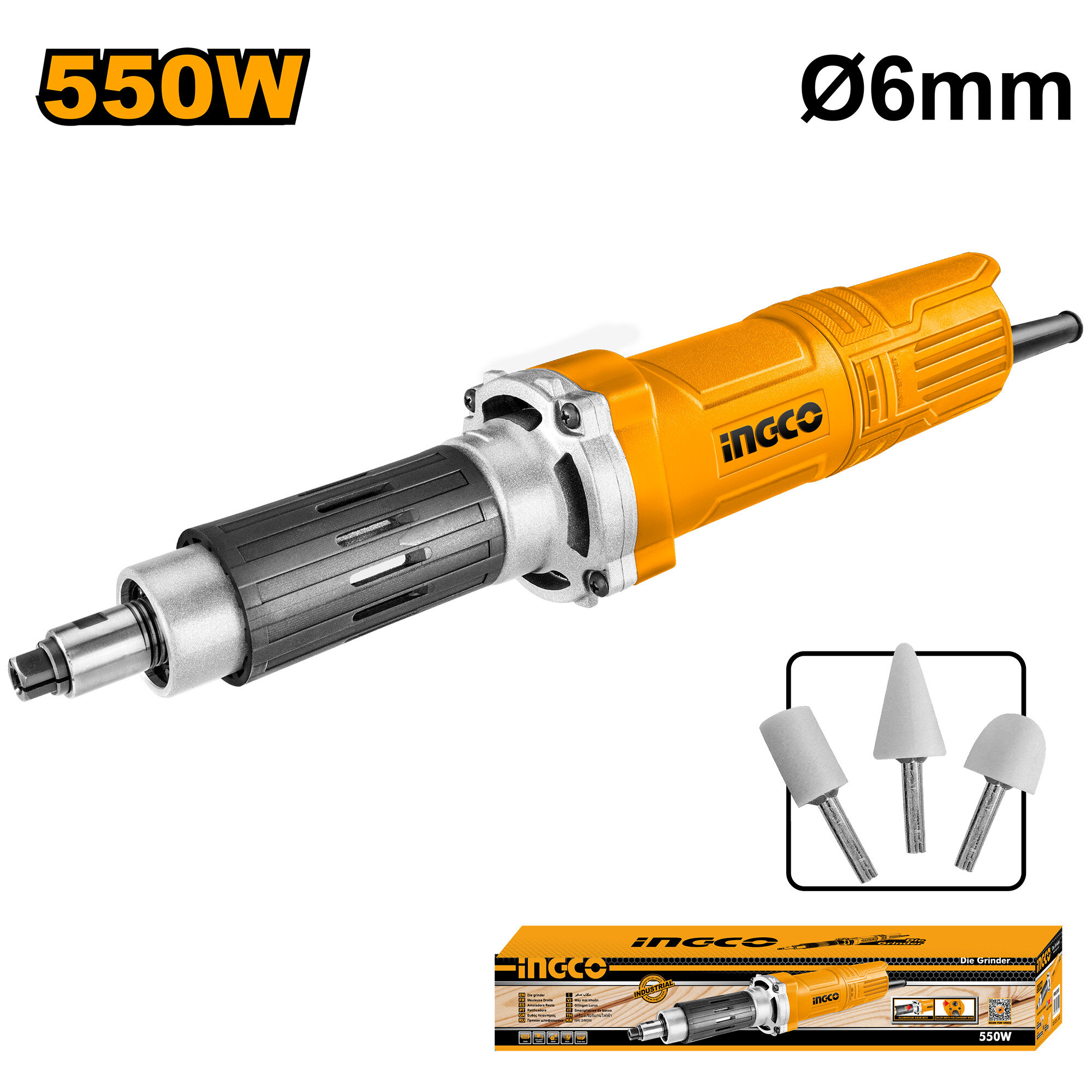 Гравер INGCO INDUSTRIAL PDG550, 550Вт, 29000об/мин, 3шарошки