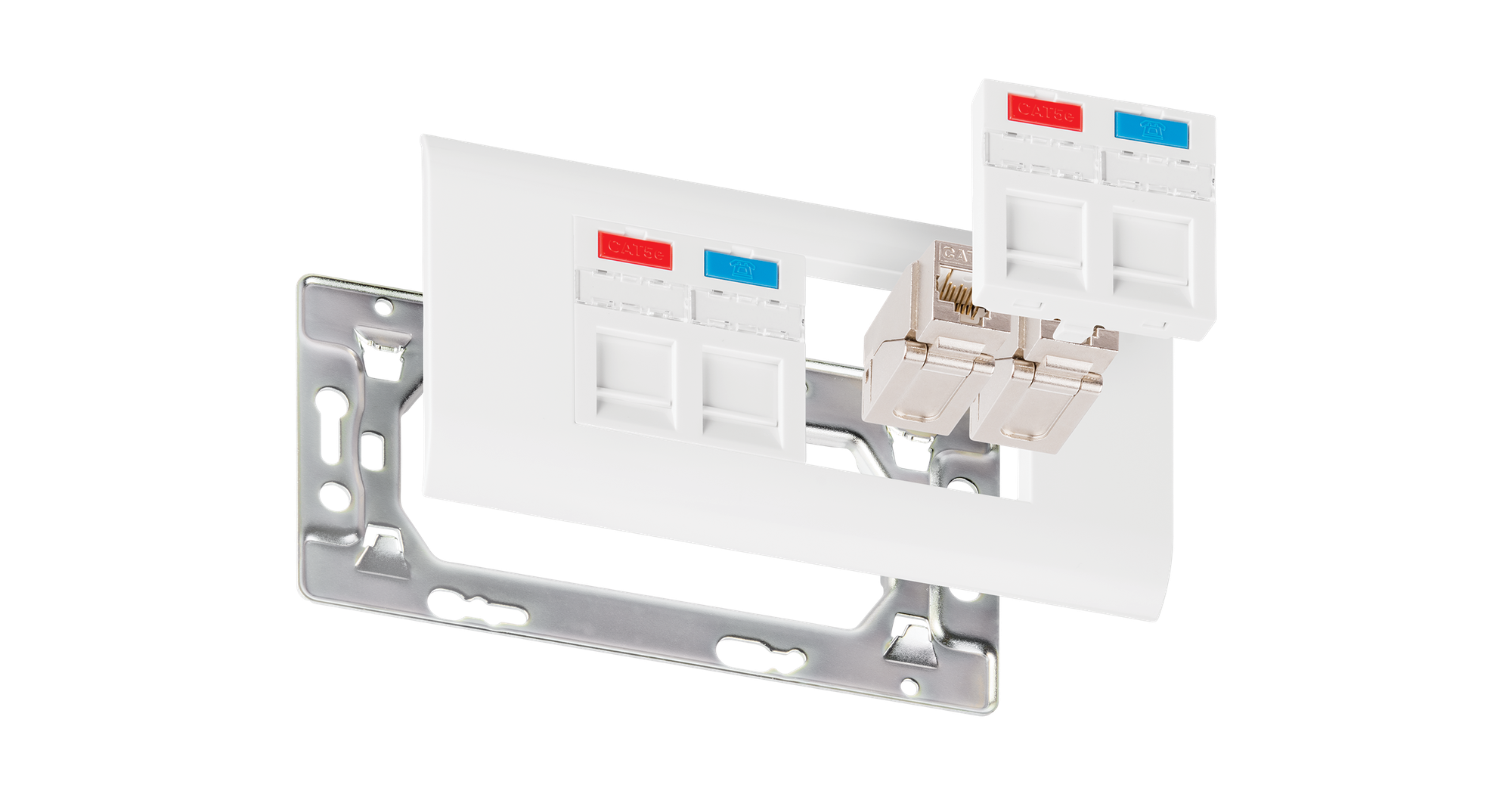 Вставка NIKOMAX NMC-PM2P-PF-WT — модуль для монтажа 2 портов, белая