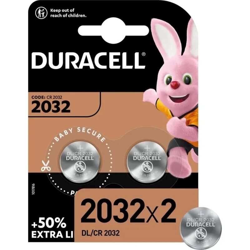 Батарейка Duracell CR2032 BL2 Lithium 3V (2/20/200) 2шт/уп 2120855