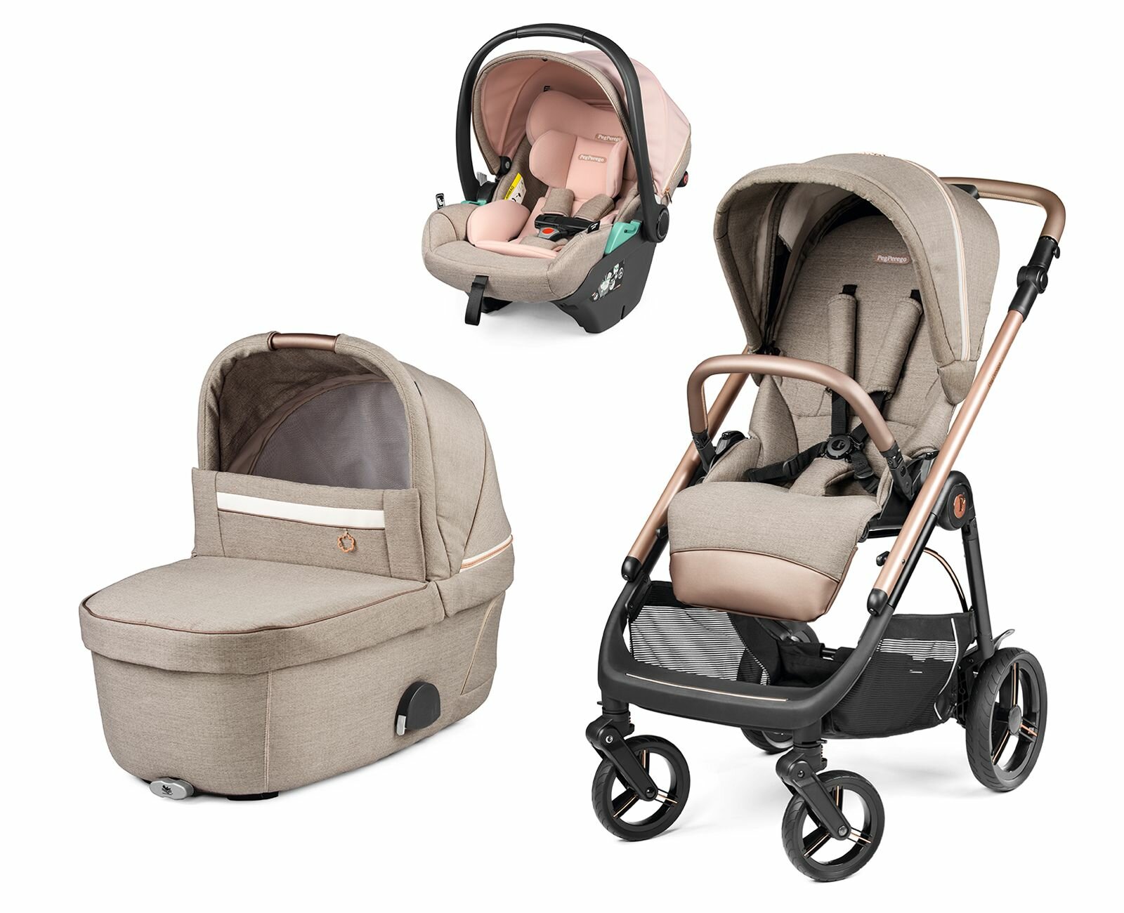 Коляска 3 в 1 Peg Perego Veloce TC Brio+люлька Belvedere+автокресло Prino Viaggio Lounge Mon Amour