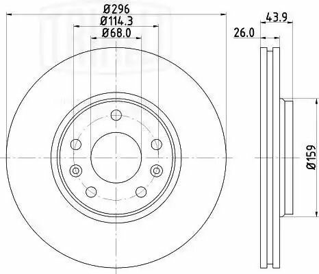 Диск тормозной передний 296x26/44-5x114 Renault Laguna/Megane/Grand Scenic 1.2-2.