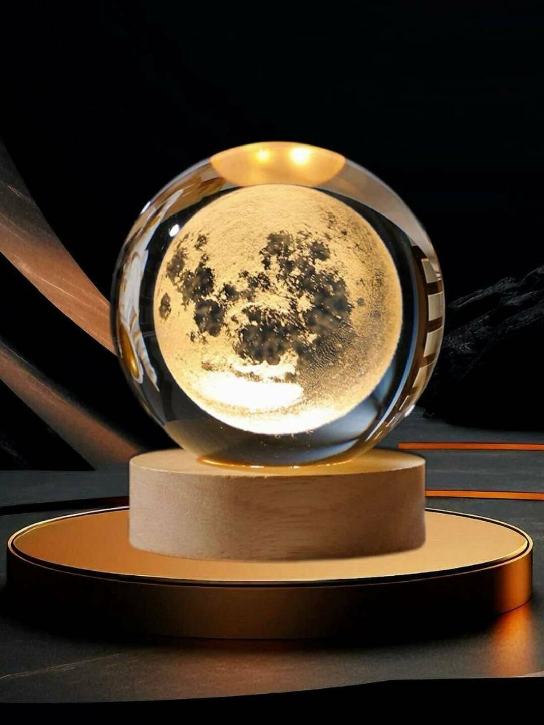 3D Ночник Сфера – Космос, Луна, Любовь и Планеты / USB / Деревянная подставка