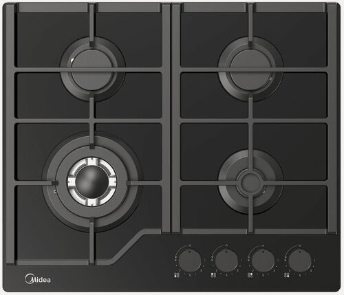 Изображение товара Газовая варочная панель Midea MG693TGB 60 см, 4 конфорки электроподжиг газконтроль, черный