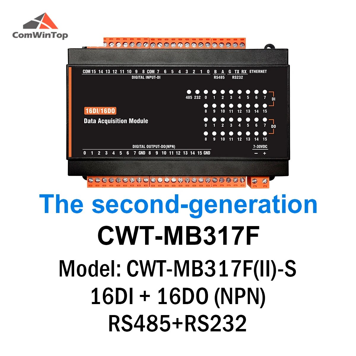CWT-MB317F 16DI + 16DO (Силовые транзисторы NPN) RS485 RS232 Ethernet Modbus Rtu отложным воротником Tcp ввода/вывода Модуль сбора, CWT-MB317F(II)-S