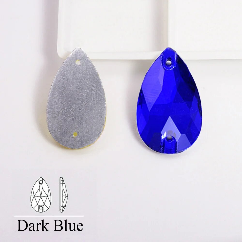 Стразы стекло JIN для рукоделия 11x18mm 28pcs Темно-синий