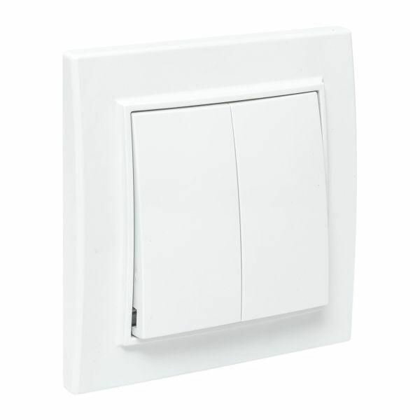 Выключатель 2-кл. СП Минск 10А IP20 бел. Basic EKF ERV10-023-10 — фото 1