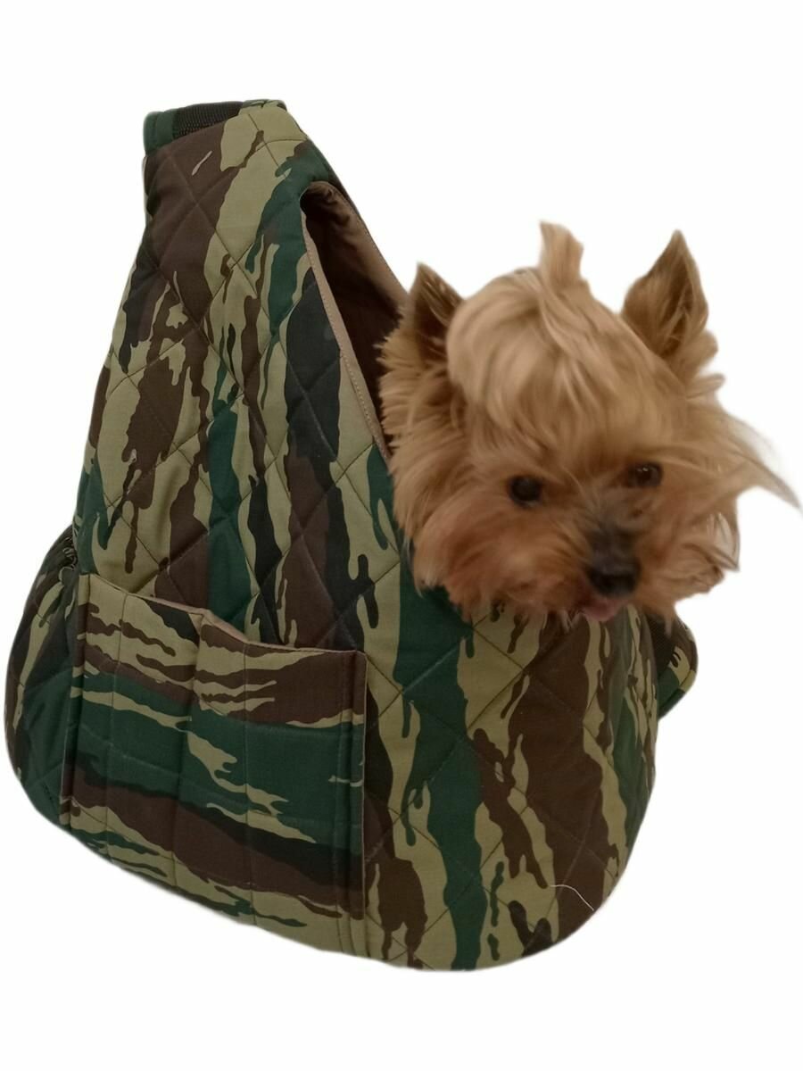 Слинг для собак до 3 кг ручная работа размер S по дну 32х12 высота 12/30 на правое плечо Хакки стежка на поролоне