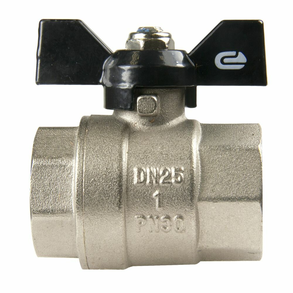 Кран шаровый 1", для воды, Ручка-бабочка, резьба Внутренняя, — фото 1