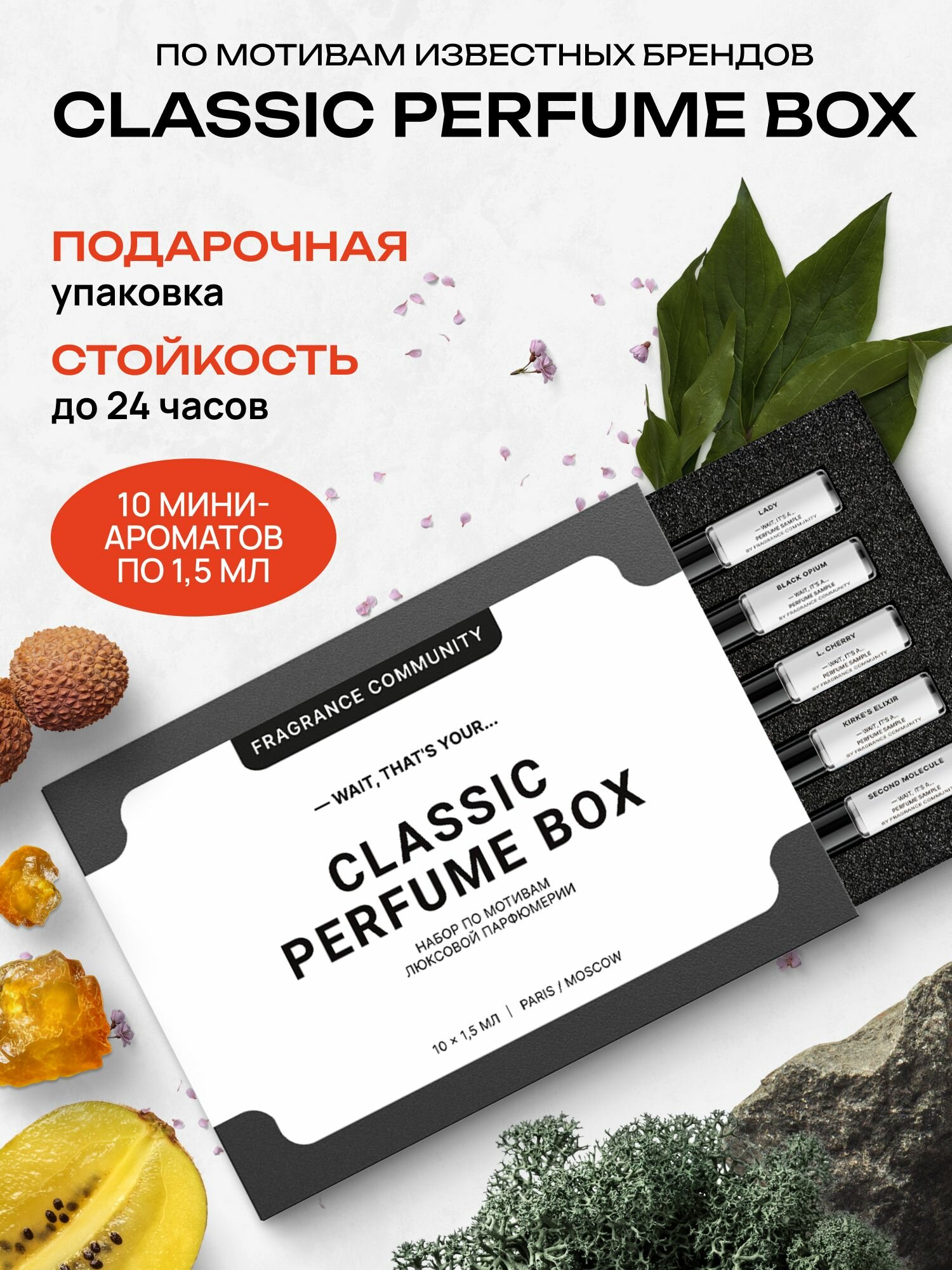 Библиотека ароматов Набор пробников стойких шлейфовых духов 10 ароматов Classic Box от Fragrance Community