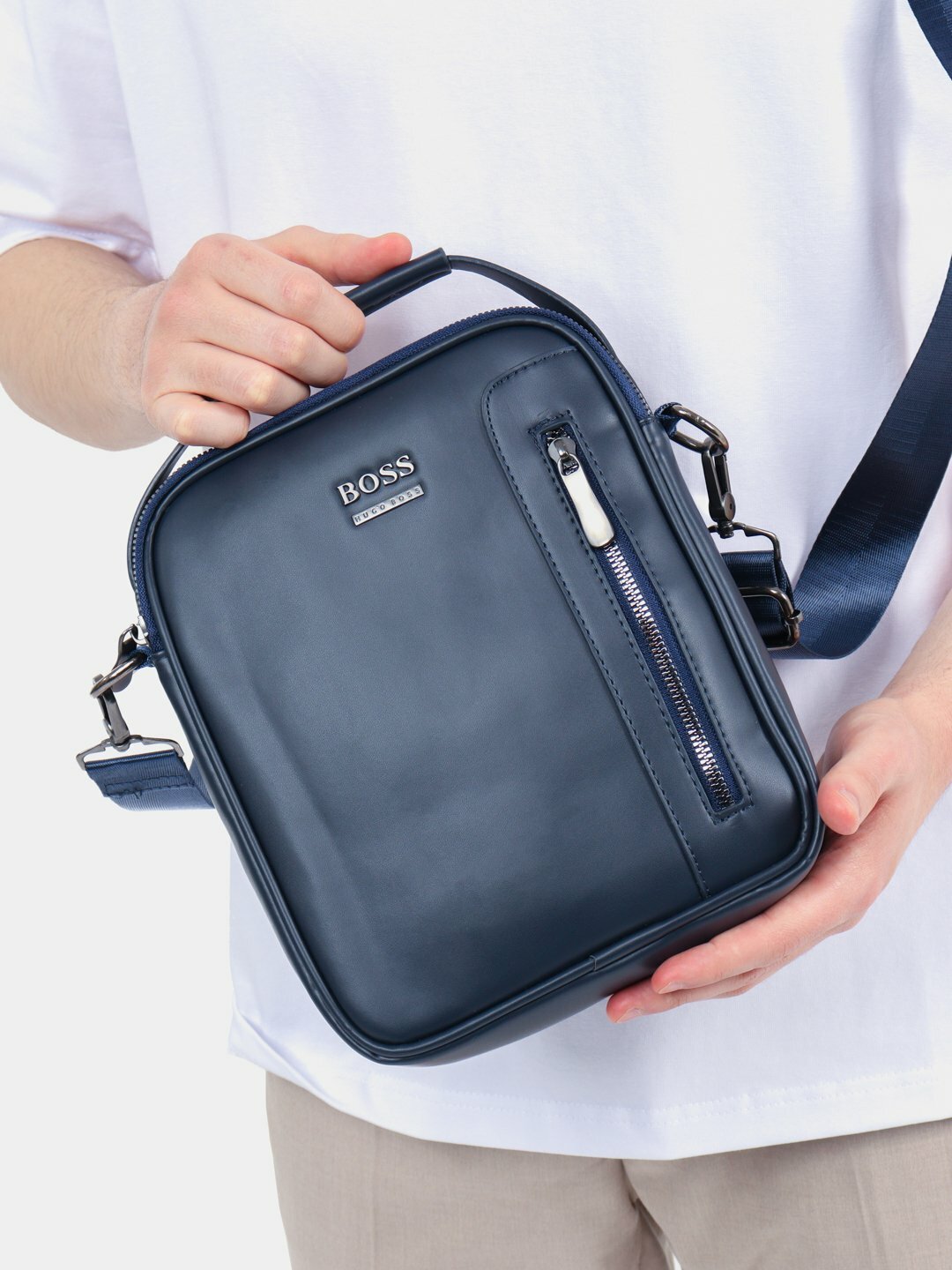 Сумка  BOSS Crossbody Barsetka Stripe Edition, черный