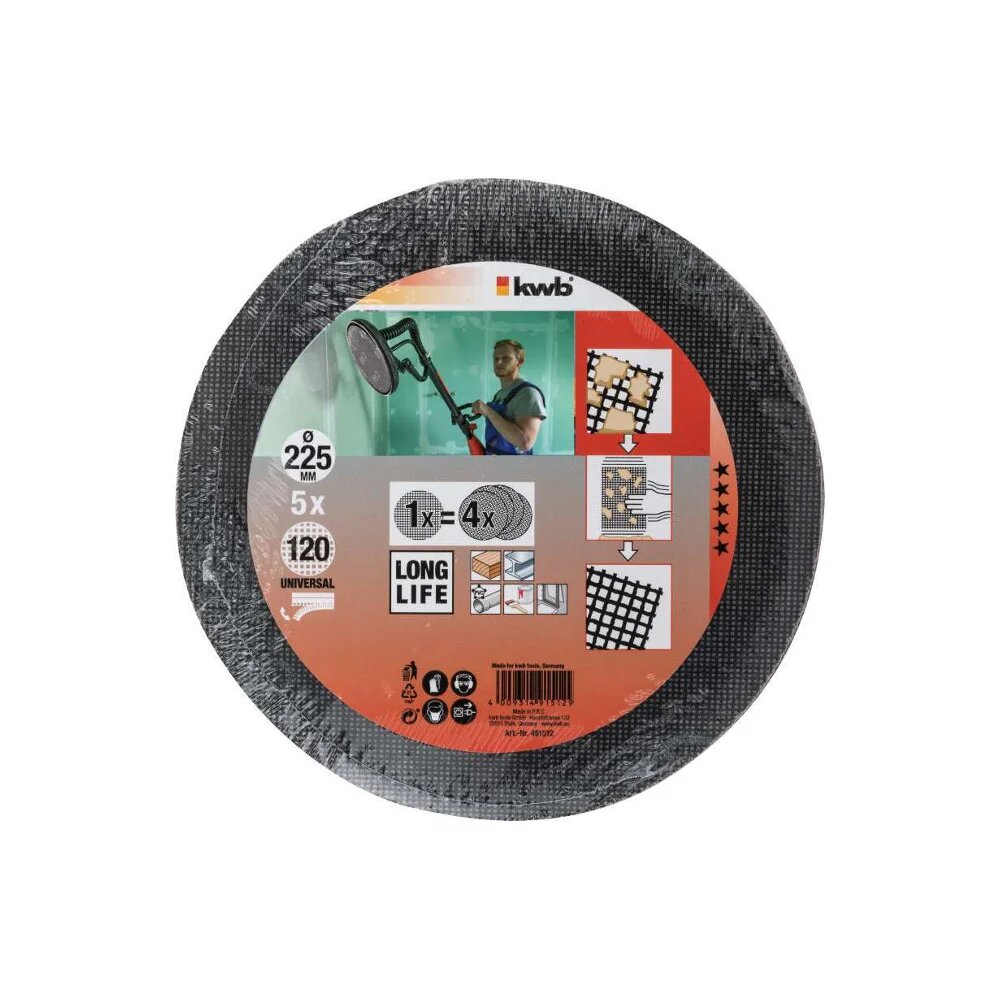 KWB Шлифовальные решётки для машин с эксцентрическим шлифовальным кругом  d225 mm Зерн  120 491512
