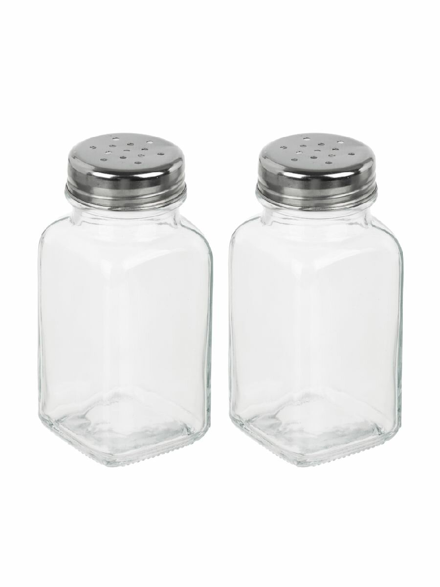 Набор банок для специй 80 мл 2 шт солонка и перечница стеклянные прозрачные