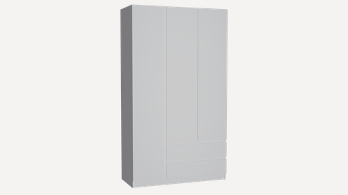 Изображение товара Шкаф распашной для одежды 3-х створчатый с ящиками 120,0х208,9х45,8 см, белый/белый