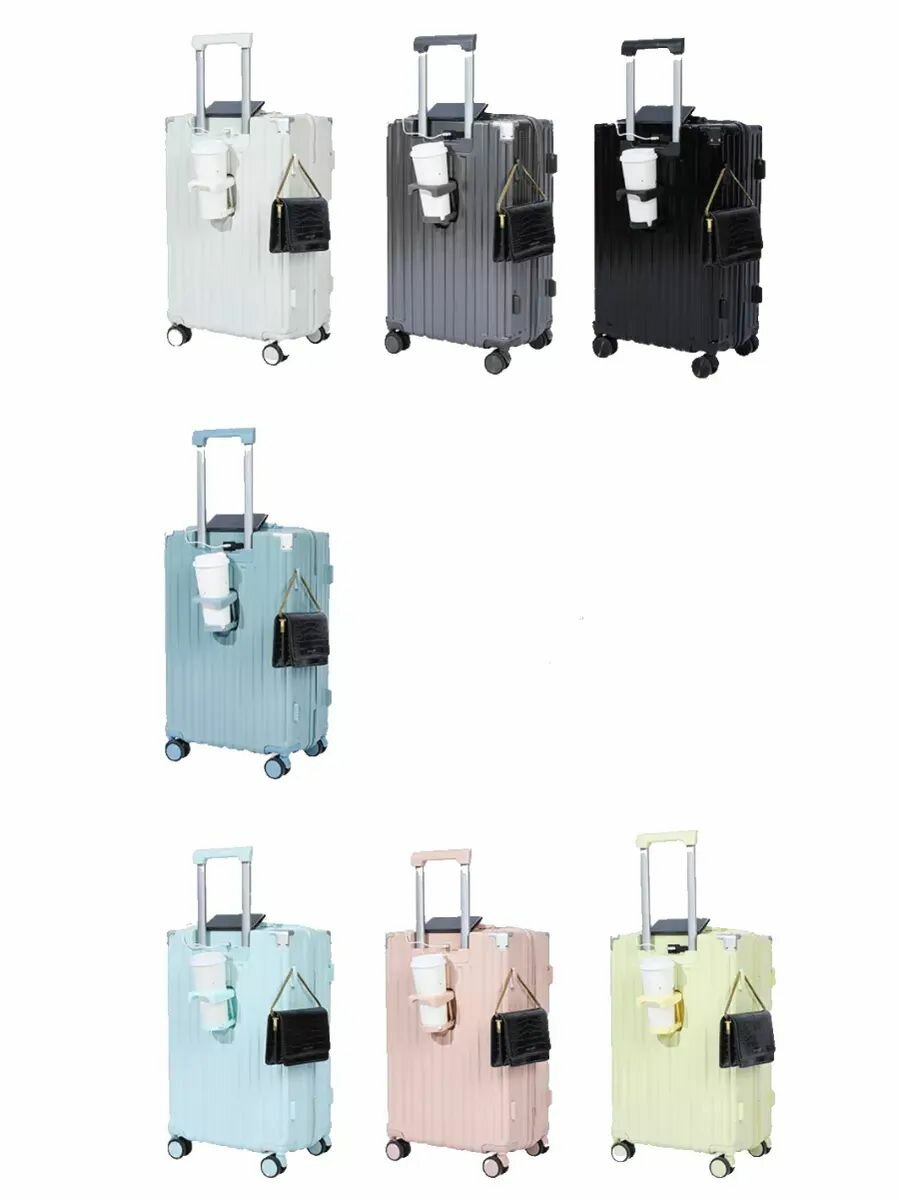 Чемодан , 55 л, размер M, белый — фото 1