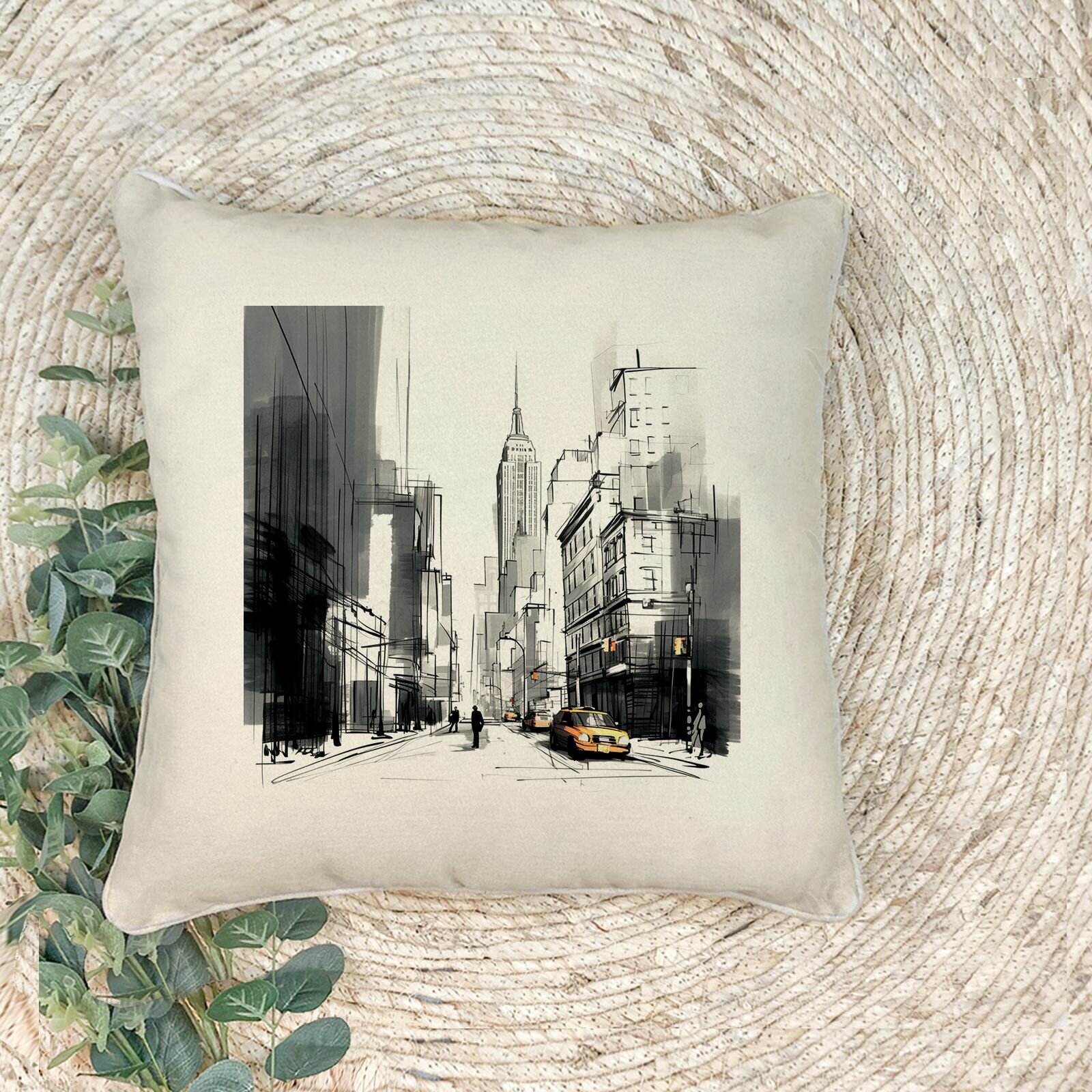 Наволочка для декоративной подушки "Улочка Нью-Йорка", 41х41 см, эко-ткань хлопок/полиэфир