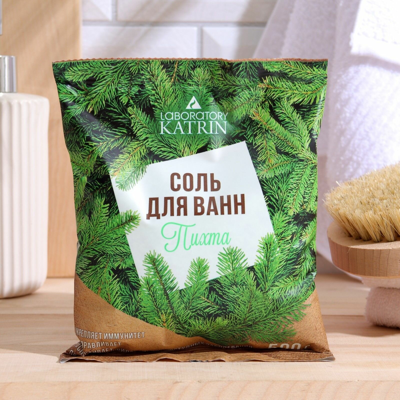 Соль для ванн Лаборатория Катрин  Пихта   500г  пакет  без красителей