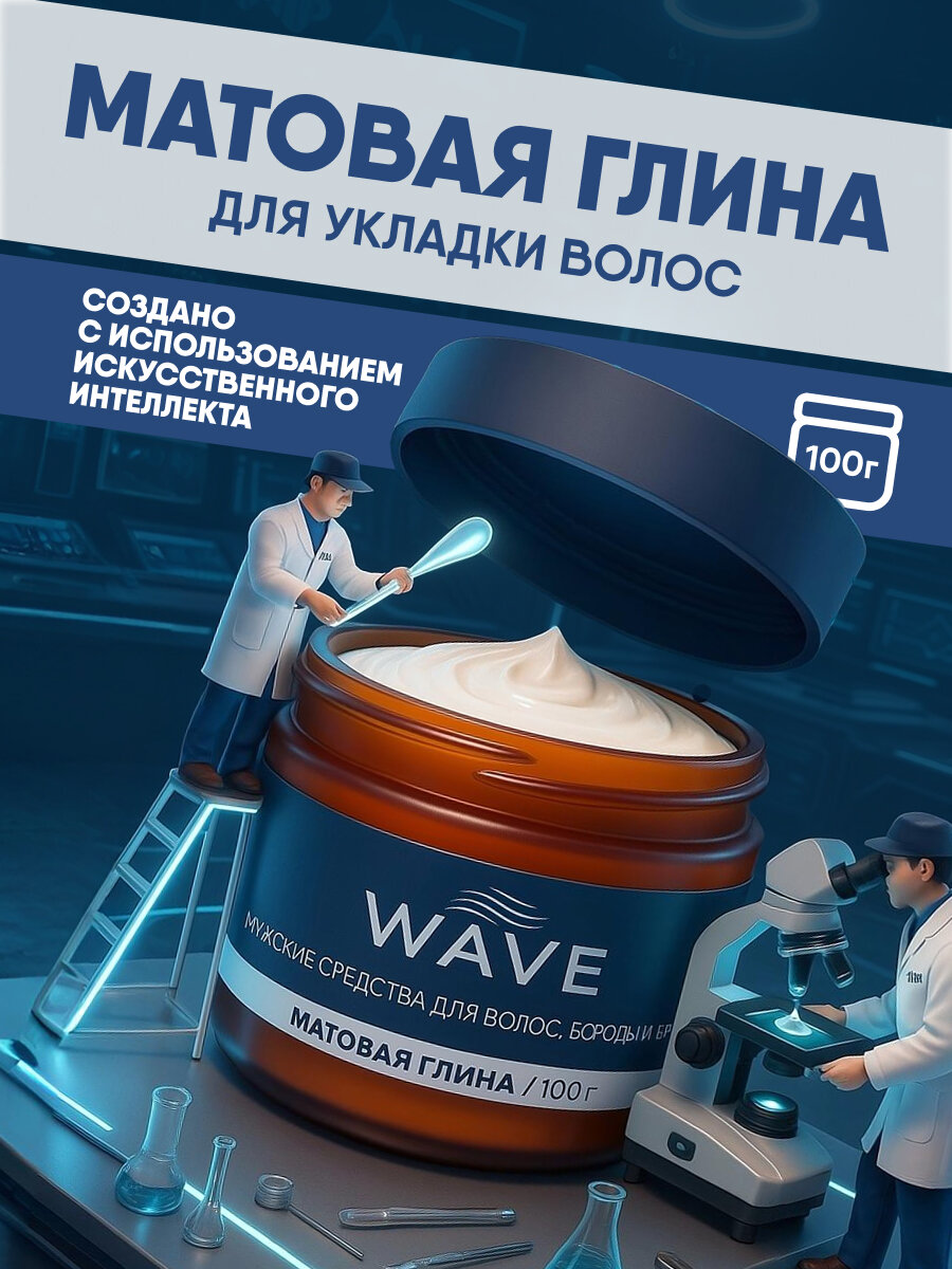 Матовая глина WAVE для укладки волос, 100 г, экстрасильная фиксация
