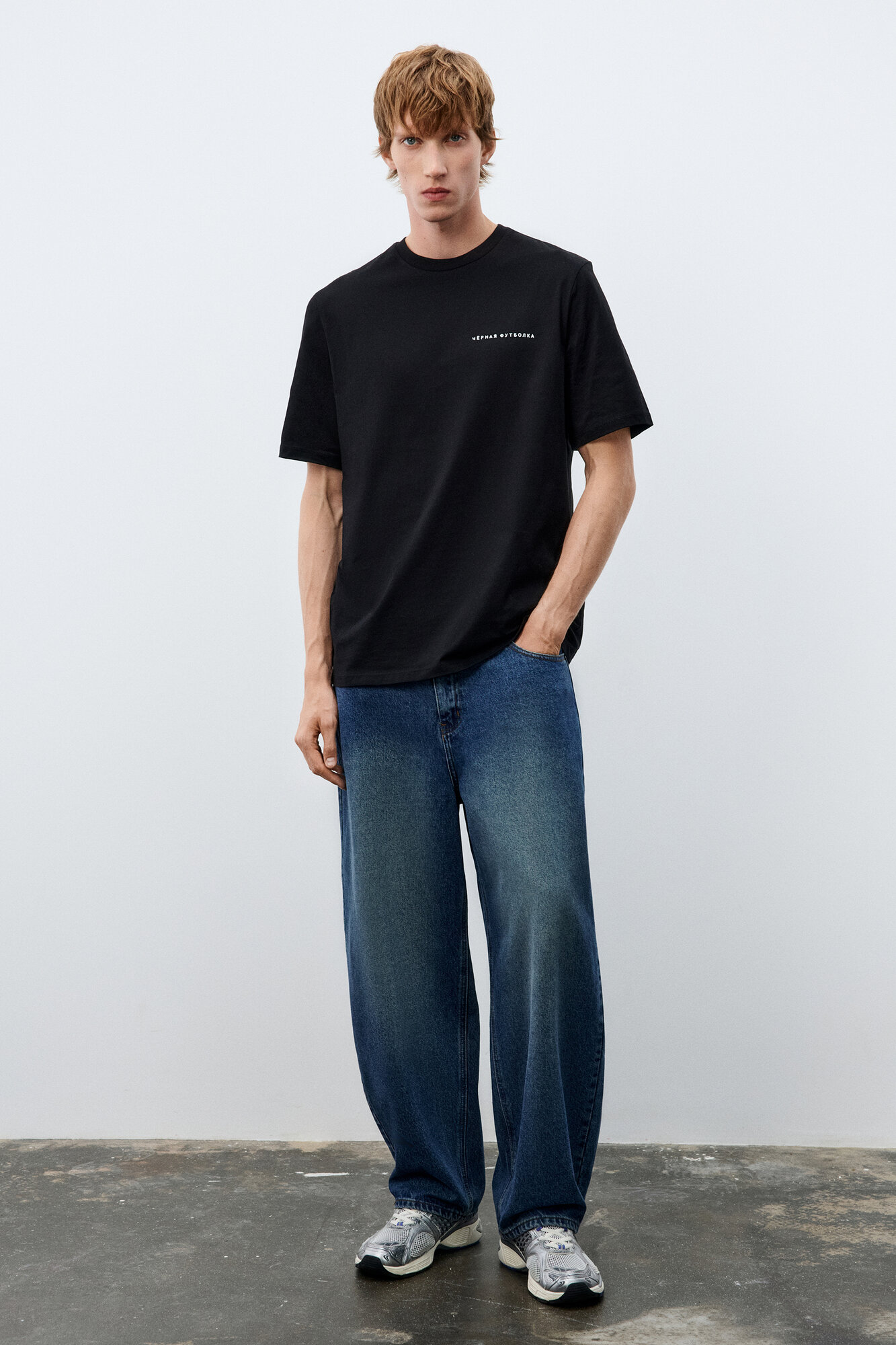 Футболка Befree Man Basic, размер L, черный принт — фото 1