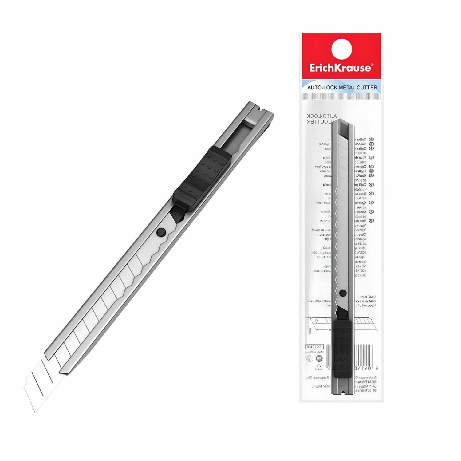 Нож канцелярский ЕК Ferro Light металл 9 мм блистер