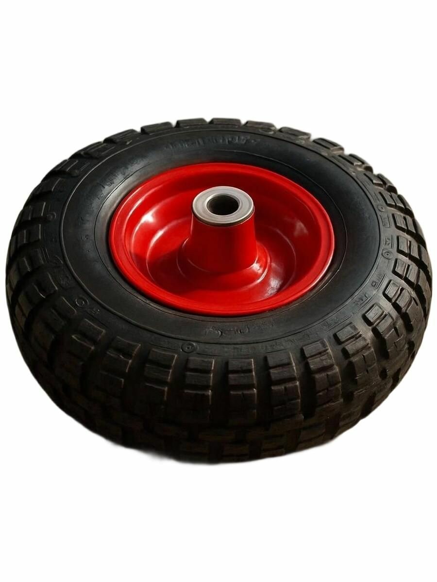 Колесо для тачки/тележки садовой/строительной PR1806 размер 10*35-4 16/80мм ассиметричная втулка диск сварной красный