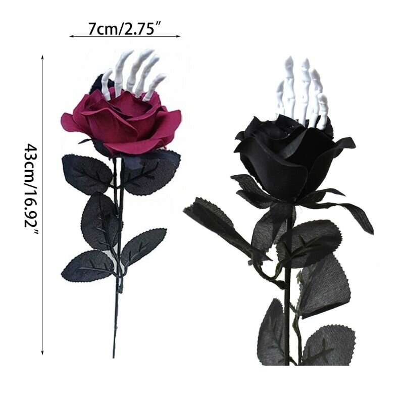 Цветок Розы на Хэллоуин с Костяными Искусственными Розами DIY Цветочная Композиция для Украшения Домашней Спальни Гостиной