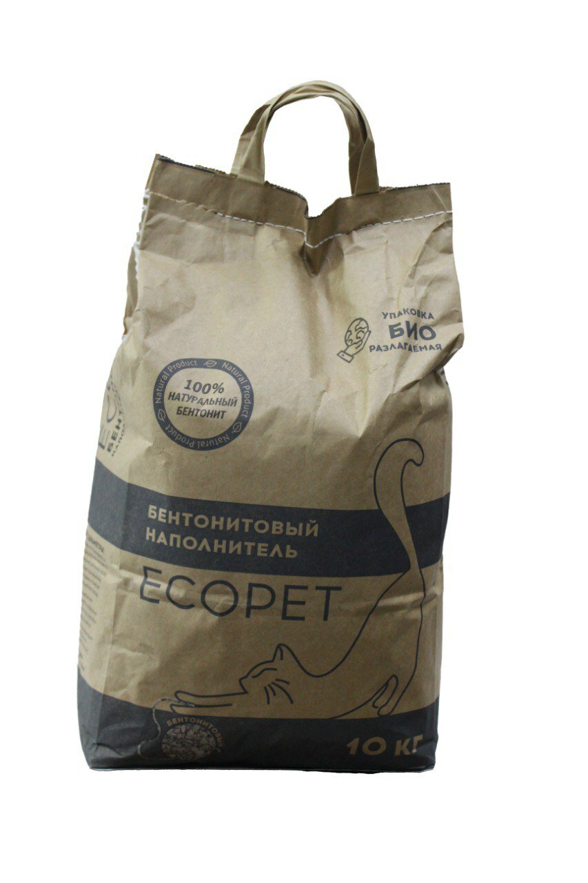 Наполнитель ECOPET, глиняный, впитывающий, для длинношерстных кошек, без аромата, 10кг