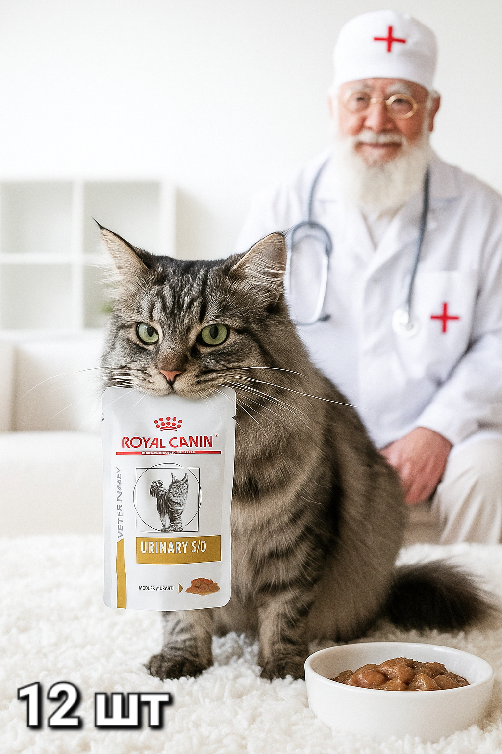 Влажный корм Royal Canin URINARY S/O, для кошек при МКБ, Кусочки в соусе 12 шт по 85гр