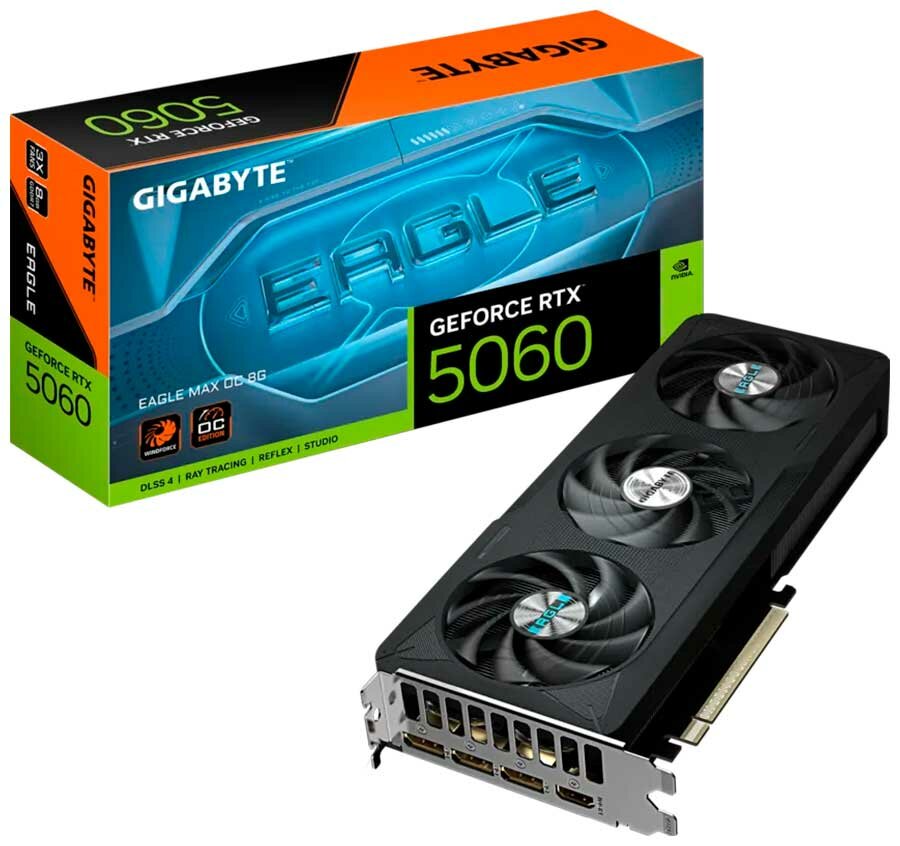 Видеокарта Gigabyte GeForce RTX 5060 EAGLE MAX OC 8GB (GV-N5060EAGLEMAX OC-8GD)