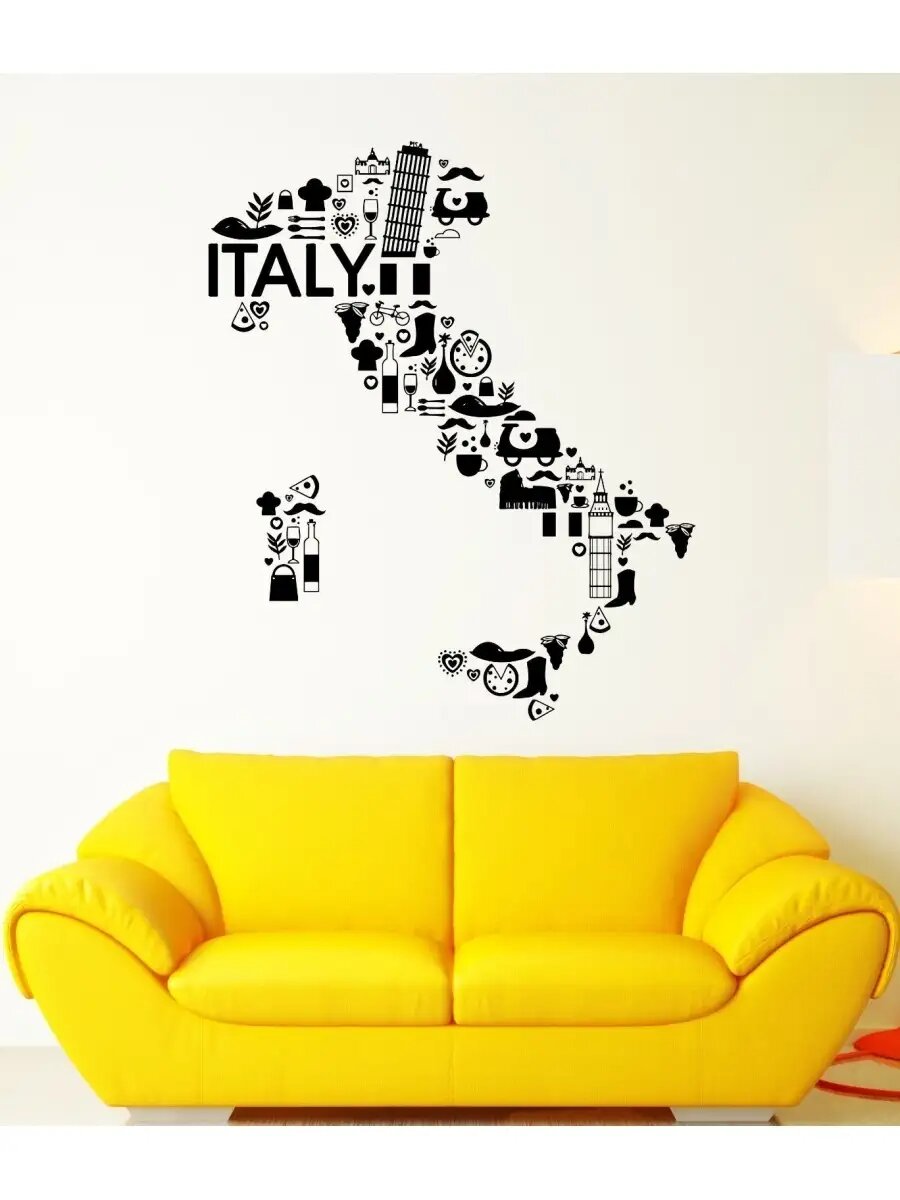 Наклейка на стену для декора интерьерная Символы Италии