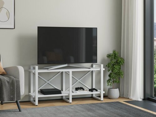 Изображение товара Тумба под ТВ Айсберг Лофт 120 с полками белый/белый