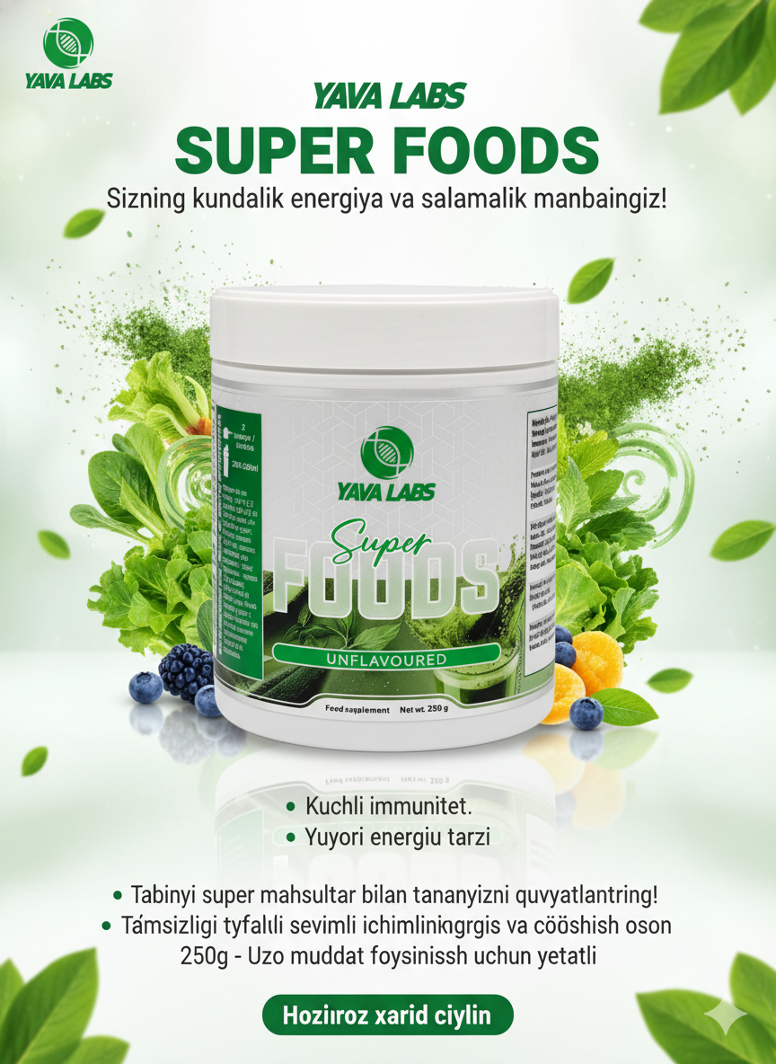 Yava Labs Super FOODS 250g комплекс натуральных суперфудов 25 порций