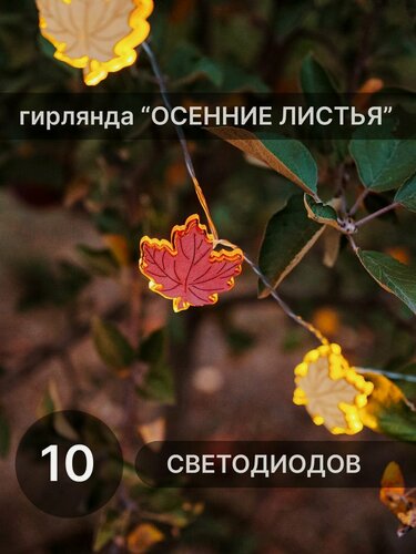 Изображение товара Гирлянда Elmarto Осенние Листья, 1.5 м, 10 шт, светодиодная