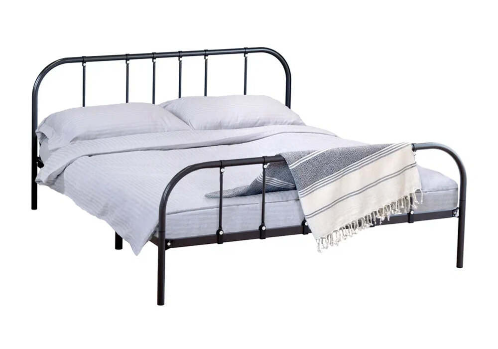Кровать металлическая двуспальная Нонтон Марта  160x200 см  ламели  черная