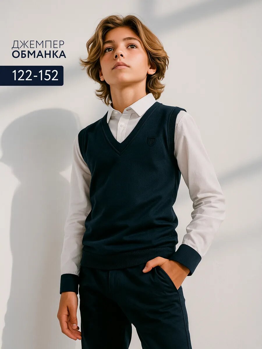 Джемпер Daniele Patrici "Школьная коллекция" размер 10-11 темно-синий/белый