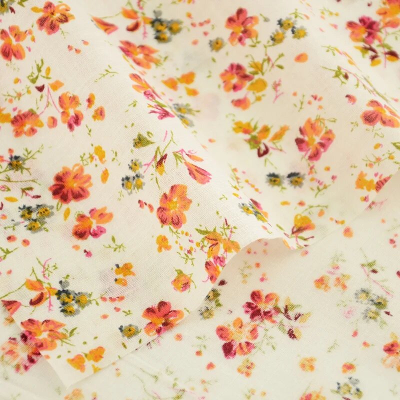 Хлопковая ткань Booksew красная цветочный рисунок Белый 50x150cm-half meter p017-2