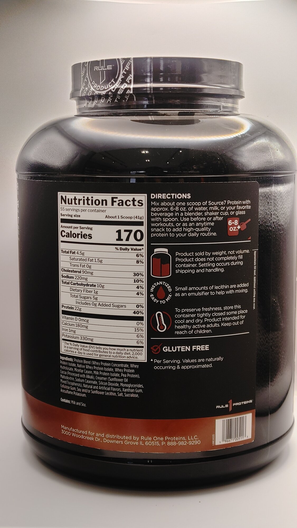 Протеин Rule 1 "SOURCE7 PROTEIN", мультикомпонентный, шоколад, 2.26 кг — фото 1