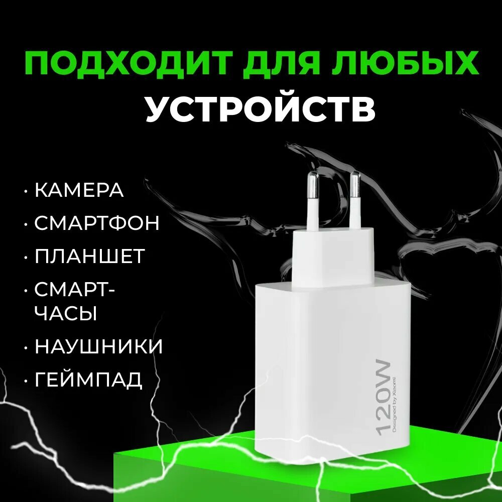 Блок зарядки для Samsung 120W USB-Type-C Type-C / быстрая зарядка, Adapter Белый — фото 1
