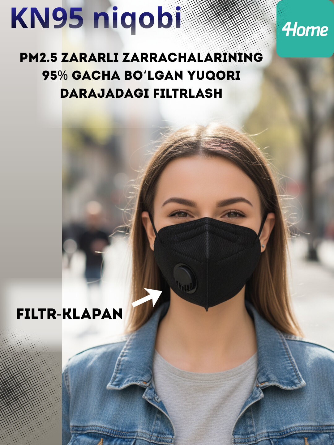 Респиратор KN95 с клапаном 5 штук — защита от пыли, смога и вирусов.