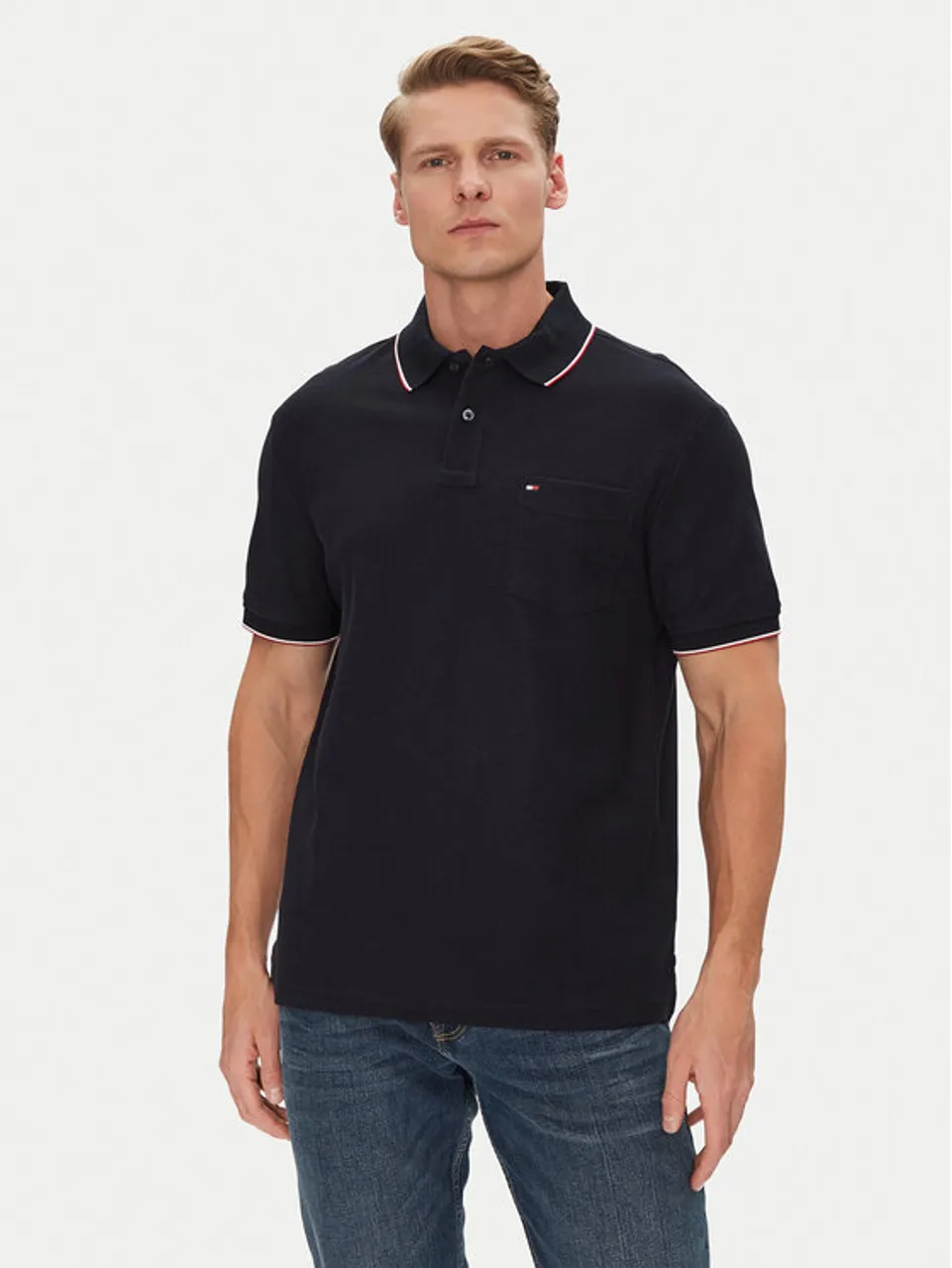 Поло TOMMY HILFIGER, размер L, темно-синий — фото 1