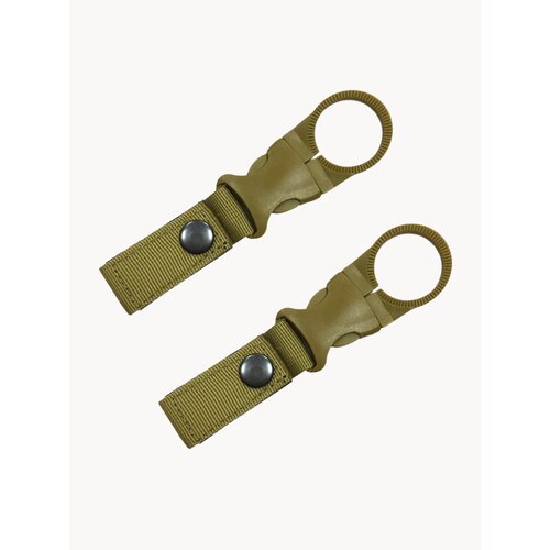 Держатель-фиксатор для бутылки быстросъемный, фастекс на рюкзак, ремень, велосипед, коляску, тактическое снаряжение. Цвет Коричнево-зеленый.