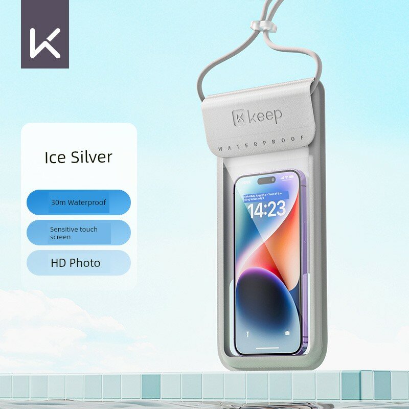 Keep Водонепроницаемый чехол для телефона IPX8 Водонепроницаемый HD Камера Реагирующий экран Серебристый