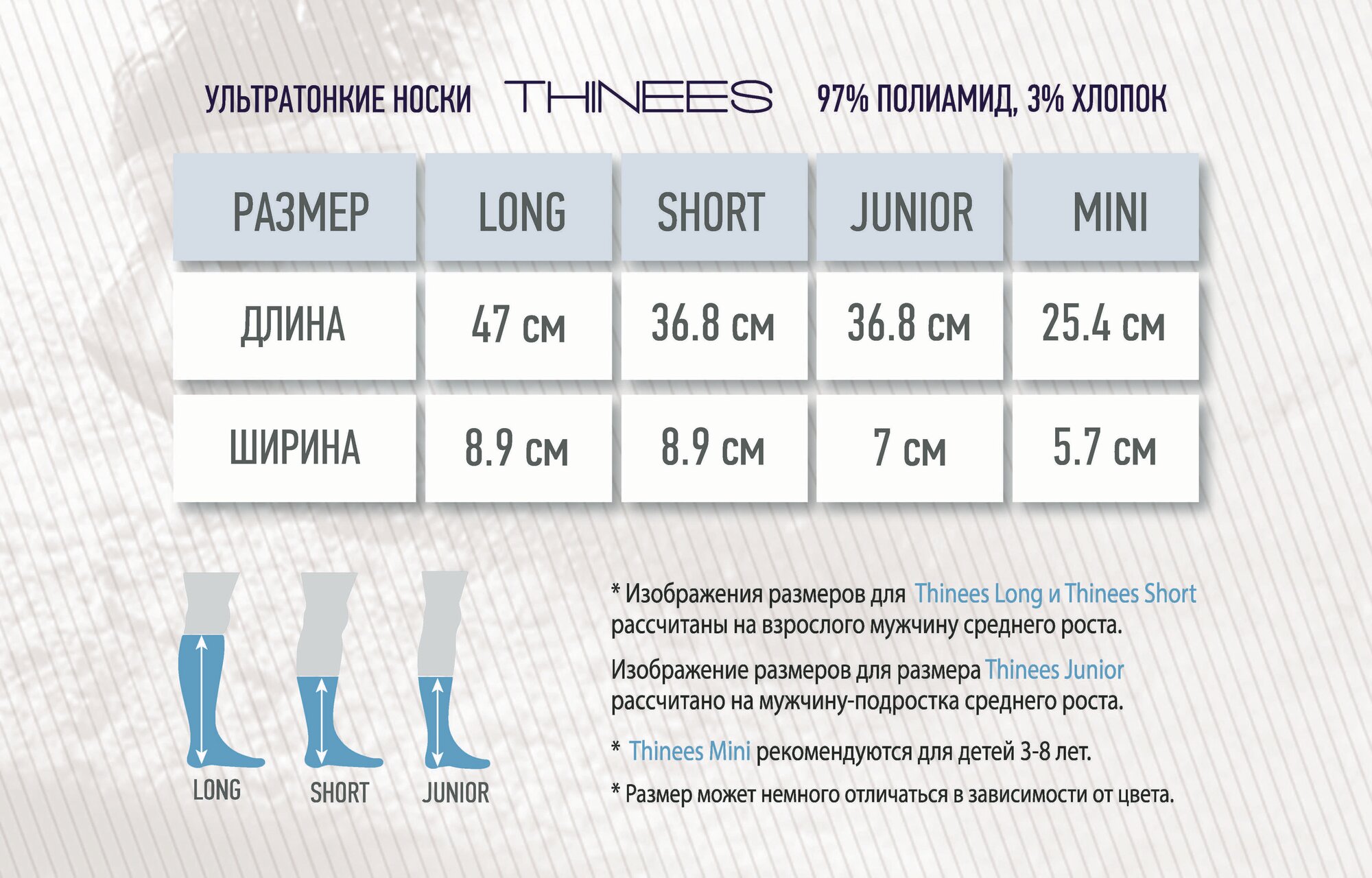 Ультратонкие носки для коньков, Thinees, Short, Black — фото 1