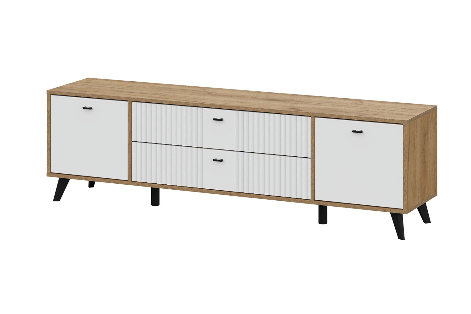 Тумба для ТВ с ящиками Барселона 1801х526х401 см цвет дуб золотой/белый