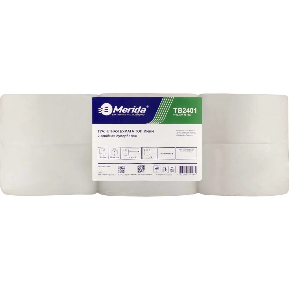 Merida Туалетная бумага в рулонах комфорт  2 сл  белая  12 рул  х 170 м TB2401