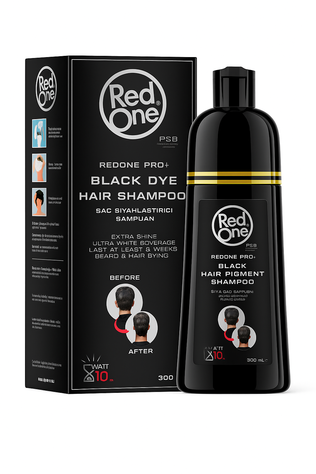 Шампунь-краска для волос RedOne Black Hair Pigment shampoo , для всех типов волос, без сульфатов, 300мл — фото 1