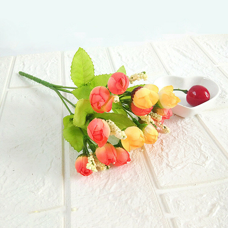 Silk flower rose bouquet for home decor with artificial flowers for bedroom and living room spring sunset