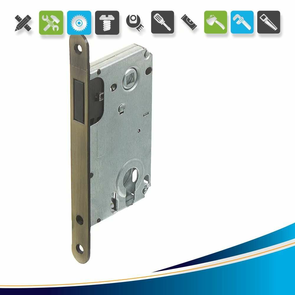 Защёлка под цилиндр магнитная под ключ EDS-50-85 с ключом цвет бронза