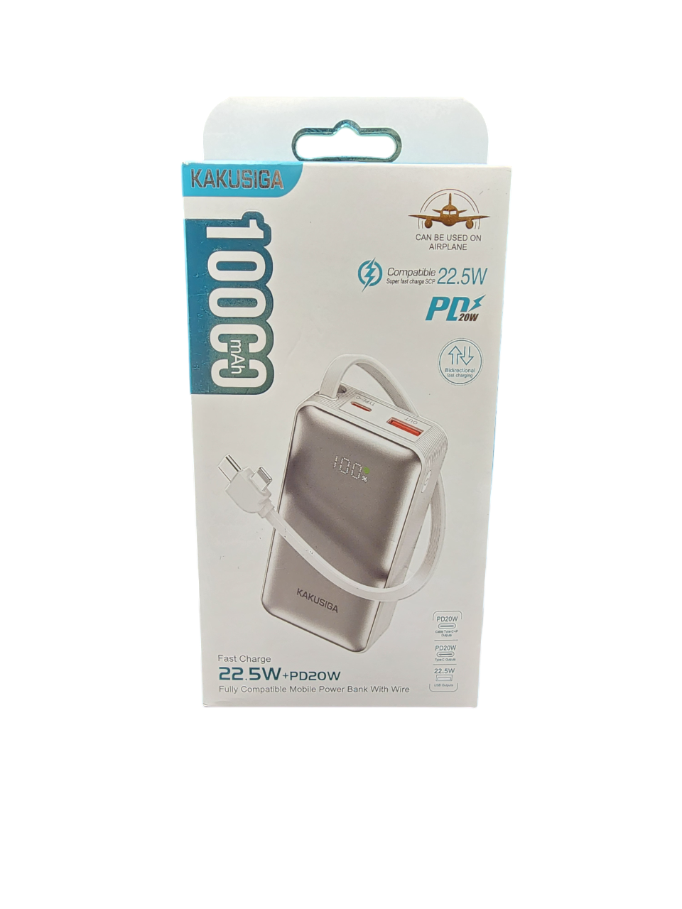 Портативный аккумулятор KAKUSIGA power bank с дисплеем 10000mAh